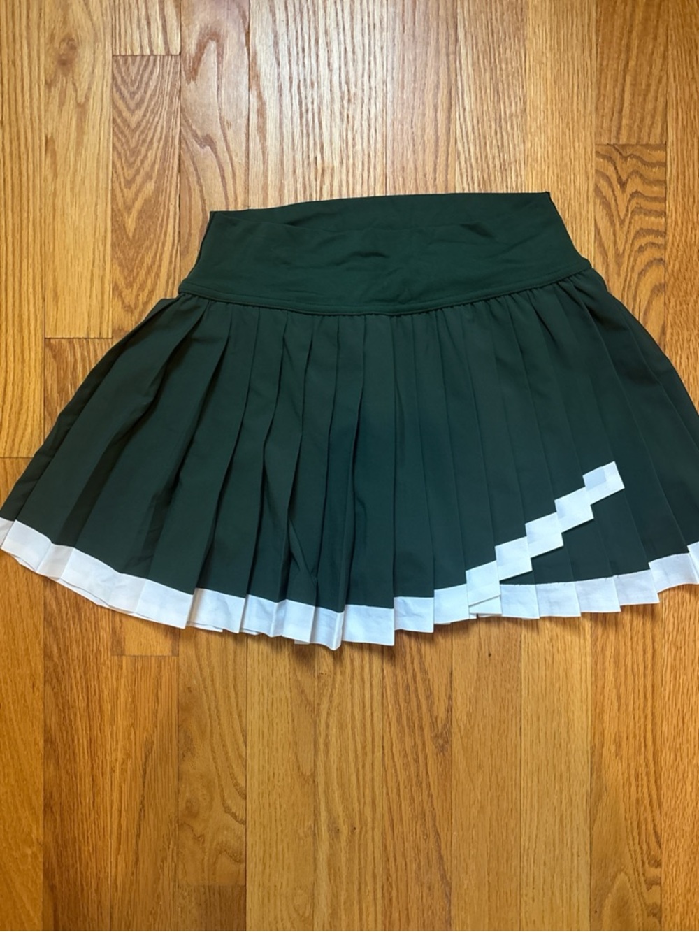 aerie Dark Green Pleated Mini Skirt with White Trim